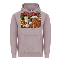 Vintage Zinc christmas heifer and highland cow with serape background Vintage Hoodie - RanaPortraitStore