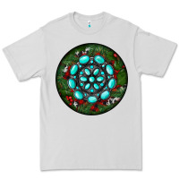 Dove Grey Christmas Round Turquoise Gemstone Premium Tee - RanaPortraitStore