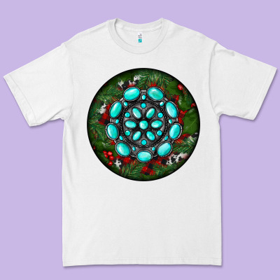 Christmas Round Turquoise Gemstone Premium Tee Designed By Ranaportraitstore