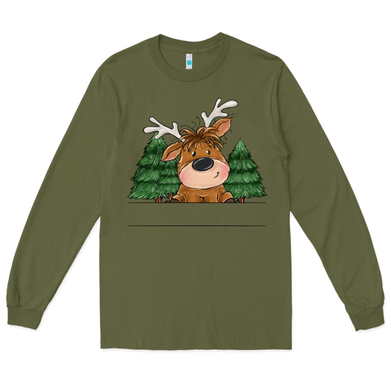 Personalized Christmas Deer Long Sleeve Tee by MaliasSmallBusiness | Teevron