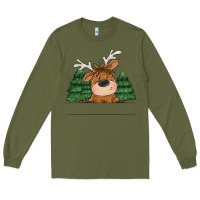 Army Green Personalized Christmas deer Long Sleeve Tee - MaliasSmallBusiness