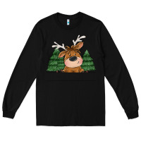 Black Personalized Christmas deer Long Sleeve Tee - MaliasSmallBusiness