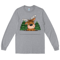 Heather Grey Personalized Christmas deer Long Sleeve Tee - MaliasSmallBusiness