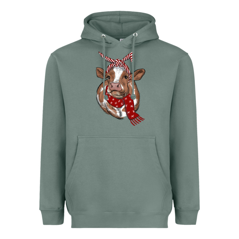 Christmas Heifer With Scarf Heavyweight Hoodie by RanaPortraitStore | Teevron