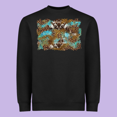 Western Leopards And Turquoise With Cowhide Background Heavyweight Sweatshirt Designed By Artiststas