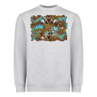 Heather Grey western leopards and turquoise with cowhide background Heavyweight Sweatshirt - Artiststas
