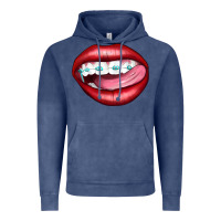 Vintage Denim Lips Dental Braces Vintage Hoodie - Artiststas