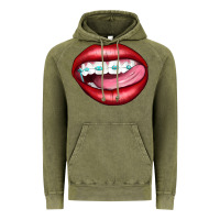 Vintage Olive Lips Dental Braces Vintage Hoodie - Artiststas