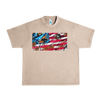 French Oak usa flag and leopard with wood license plate Urban Heavy Tee - Artiststas
