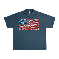 Midnight Navy usa flag and leopard with wood license plate Urban Heavy Tee - Artiststas