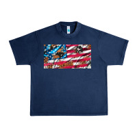 Navy usa flag and leopard with wood license plate Urban Heavy Tee - Artiststas