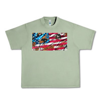 Oil Green usa flag and leopard with wood license plate Urban Heavy Tee - Artiststas