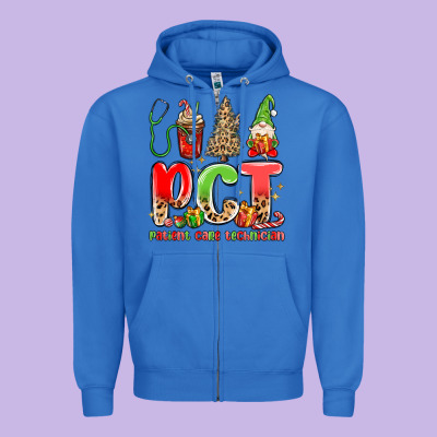 Pct Patient Care Technician Christmas Zipper Hoodie Designed By Maliassmallbusiness
