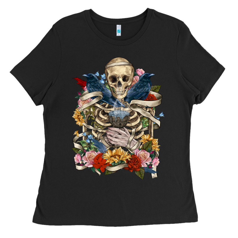 Flower Boho Skull Skeleton Ladies Tee by RanaPortraitStore | Teevron