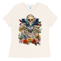 Bone Flower Boho Skull Skeleton Ladies Tee - RanaPortraitStore