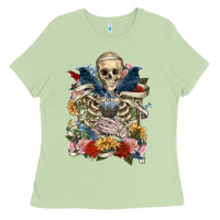 Matcha Flower Boho Skull Skeleton Ladies Tee - RanaPortraitStore