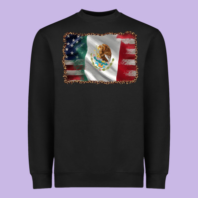 Mexico Flag And Usa Flag Heavyweight Sweatshirt Designed By Adodesignshop
