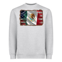 Heather Grey mexico flag and usa flag Heavyweight Sweatshirt - AdoDesignShop