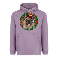 Lavender Christmas Pug With Leopard Heavyweight Hoodie - RanaPortraitStore