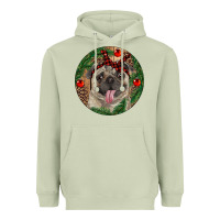 Matcha Christmas Pug With Leopard Heavyweight Hoodie - RanaPortraitStore