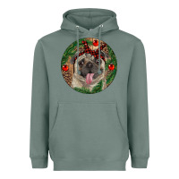 Sage Christmas Pug With Leopard Heavyweight Hoodie - RanaPortraitStore