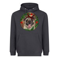 Smoke Christmas Pug With Leopard Heavyweight Hoodie - RanaPortraitStore