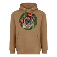 Toasted Coconut Christmas Pug With Leopard Heavyweight Hoodie - RanaPortraitStore