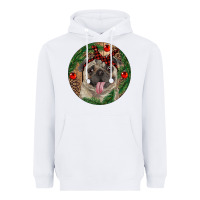 White Christmas Pug With Leopard Heavyweight Hoodie - RanaPortraitStore