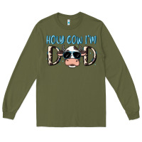 Army Green holy cow i'm dad Long Sleeve Tee - MaliasSmallBusiness