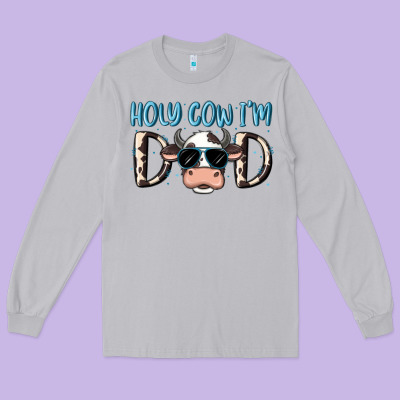 Holy Cow I'm Dad Long Sleeve Tee Designed By Maliassmallbusiness