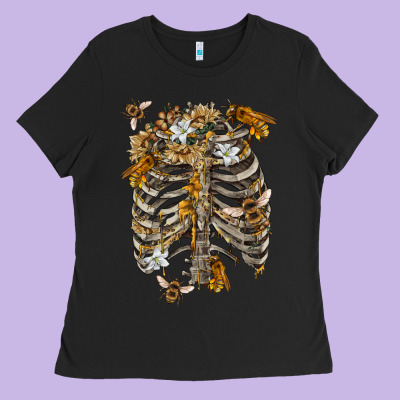 Ladies Tee Flower rib cage bees