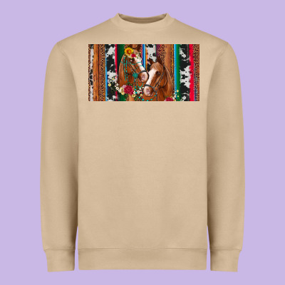 Western Horses Gemstone Horse Cowhide Leopard Floral Background Licens Heavyweight Sweatshirt Designed By Artiststas