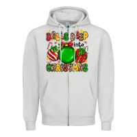 Dove Grey balls deep into christmas Zipper Hoodie - MaliasSmallBusiness