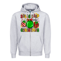 Heather Grey balls deep into christmas Zipper Hoodie - MaliasSmallBusiness