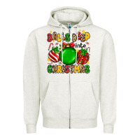 Oatmeal Heather balls deep into christmas Zipper Hoodie - MaliasSmallBusiness