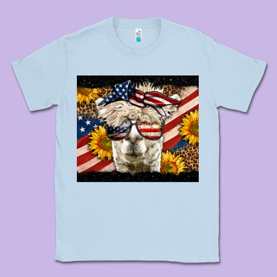 Western 4th Of July Llama Background Classic Tee Designed By Lillyallendesigns
