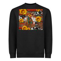 Black western horse with sunflowers and aztec leopard cowhide Heavyweight Sweatshirt - Artiststas