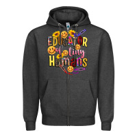 Charcoal Heather educator of tiny humans Zipper Hoodie - NancyCooperArtShop
