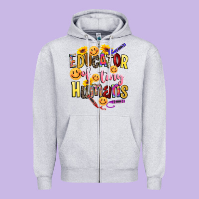 Educator Of Tiny Humans Zipper Hoodie Designed By Nancycooperartshop