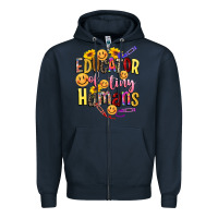 Navy educator of tiny humans Zipper Hoodie - NancyCooperArtShop