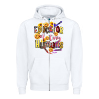 White educator of tiny humans Zipper Hoodie - NancyCooperArtShop