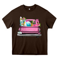 Chocolate Brown summer pink truck beach Heavy Core Tee - texasbilliewilder