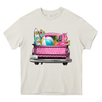 Cream summer pink truck beach Heavy Core Tee - texasbilliewilder