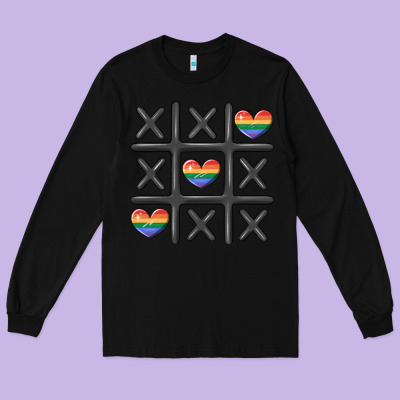 Pride Tic Tac Toe Long Sleeve Tee Designed By Maliassmallbusiness