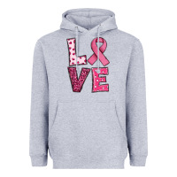 Heather Grey Western Breast Cancer Love Heavyweight Hoodie - RanaPortraitStore