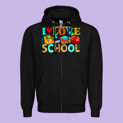 I Love School Zipper Hoodie Designed By Nancycooperartshop