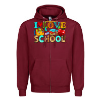 Burgundy i love school Zipper Hoodie - NancyCooperArtShop