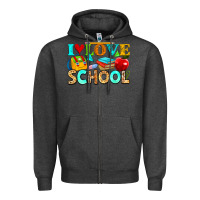 Charcoal Heather i love school Zipper Hoodie - NancyCooperArtShop