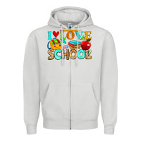 Dove Grey i love school Zipper Hoodie - NancyCooperArtShop