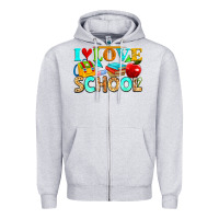 Heather Grey i love school Zipper Hoodie - NancyCooperArtShop